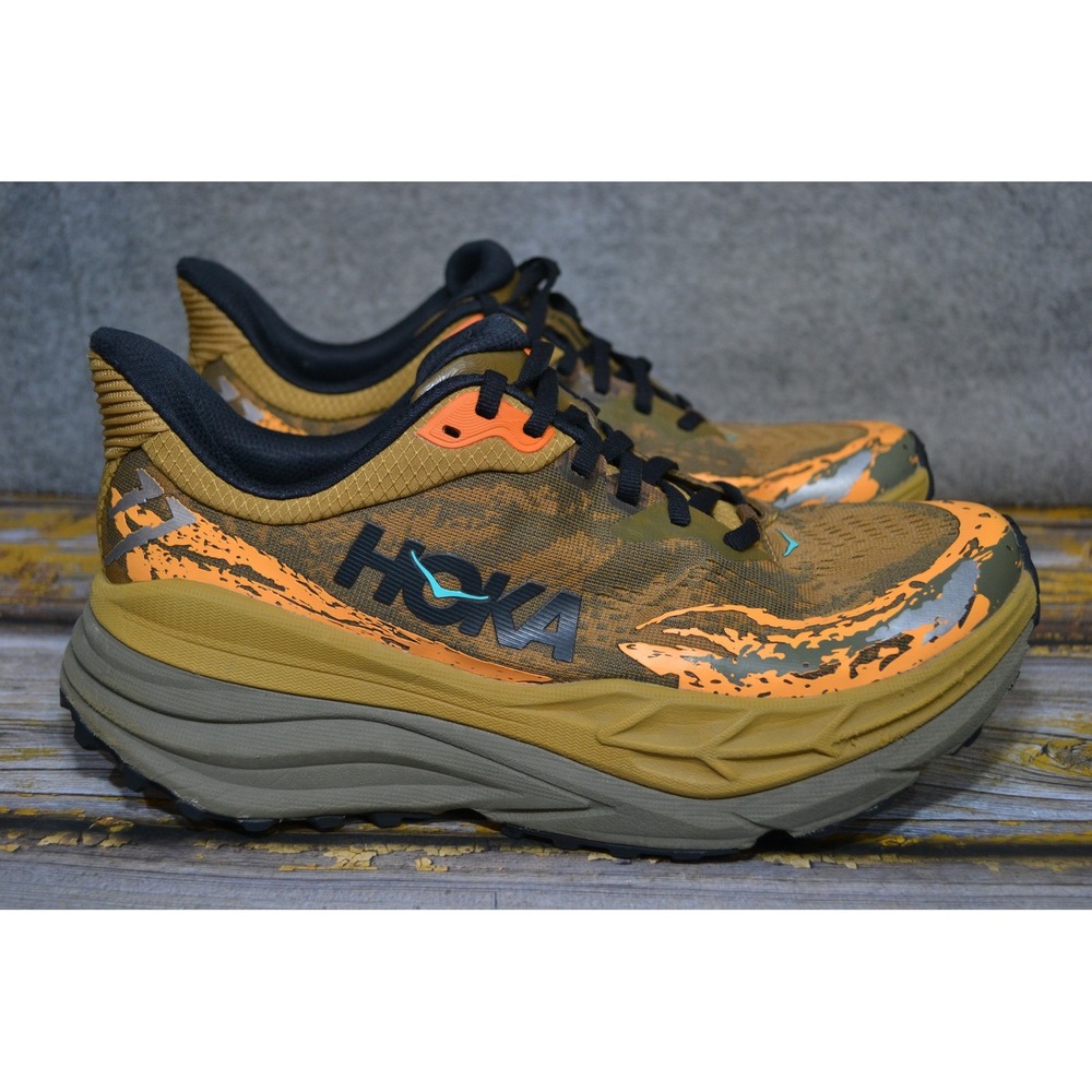 Hoka One Stinson 7 Shoes Mens 9D Brown Camo Trail Running Sneakers 1141530 HYN